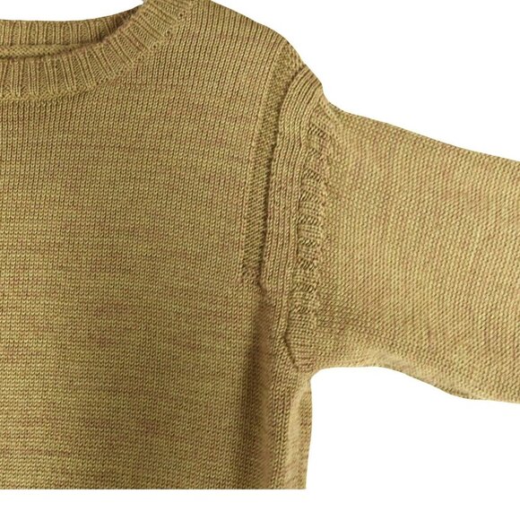WoolOvers 100% Wool Crewneck Sweater Fits M Mustard Peas Heather Knit Pullover - Picture 7 of 7